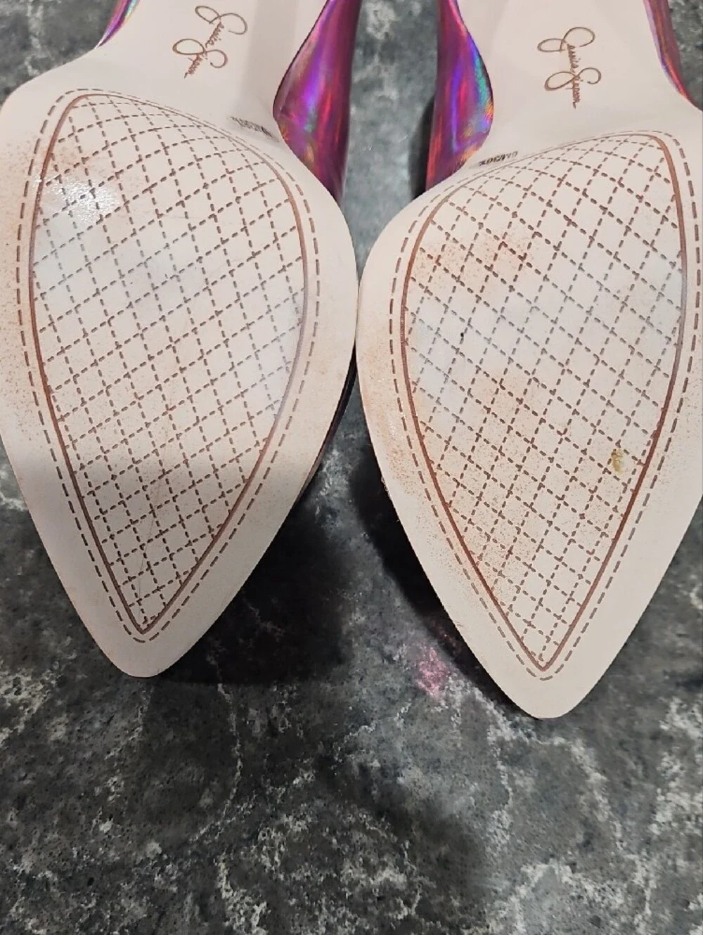 Jessica Simpson Iridescent Pink Holographic Pointed-Toe Stiletto Heels Size 6